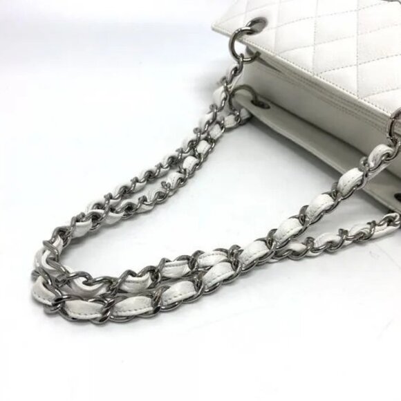 Authentic CHANEL Caviar Petite Timeless Shopper Tote Quilted Shoulder Bag Ivory - Picture 9 of 16